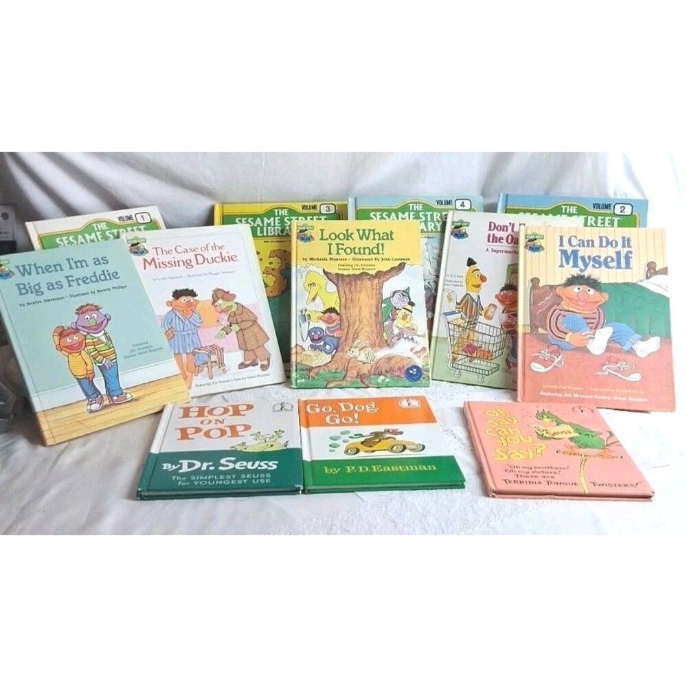 1978-91 VTG Sesame Street Library Volumes Hardcover Books Lot of 12 Bert Ernie